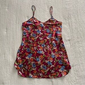 Vintage burgundy floral spaghetti strap slip dress